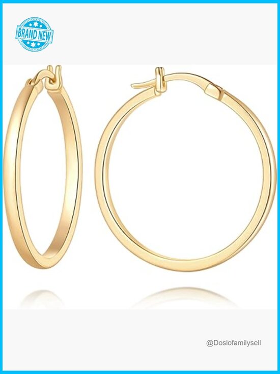 4 Pairs Clip On Hoop Earrings for Women, 14K Real Gold  14K Gold Hoop Earrings Minimalist Elegant Lever Back Four Sizes